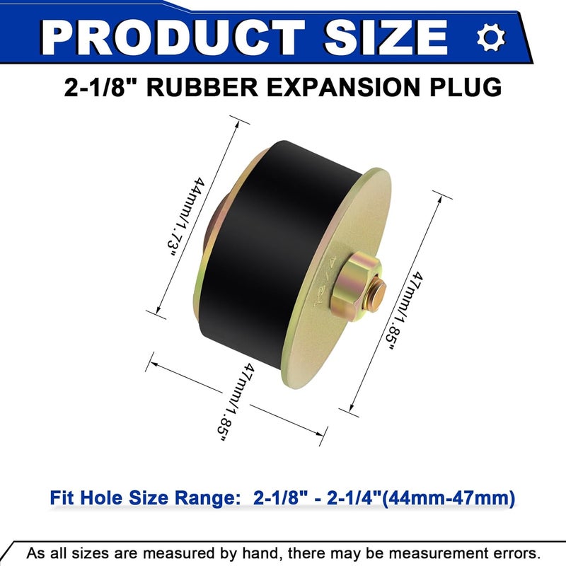 Daptemn 2-1/8" Rubber Expansion Freeze Plugs, 3PCS Automotive Engine Expandable Freeze Rubber Plugs Fit Hole: 2-1/8" to 2-1/4” (53 mm - 57 mm) - Image 2